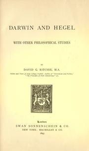Front cover of Darwin and Hegel: With Other Philosophical Studies by David George Ritchie
