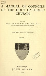 Front cover of A manual of councils of the holy Catholic Church by Edward H. Landon