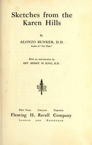 Cover of Sketches from the Karen hills by Alonzo Bunker