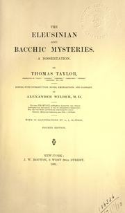 Front cover of The Eleusinian and Bacchic mysteries by Taylor, Thomas