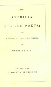 Front cover of The American female poets by May, Caroline