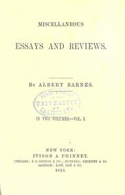 Cover of Miscellaneous essays and reviews by Albert Barnes