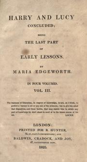 Front cover of Harry and Lucy concluded by Maria Edgeworth