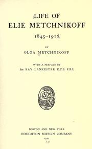 Front cover of Vie d'Elie Metchnikoff by Olga Metchnikoff