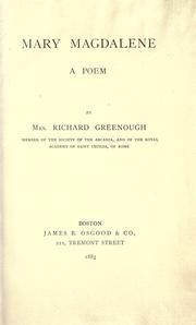 Front cover of Mary Magdalene by Greenough, Richard S. Mrs.