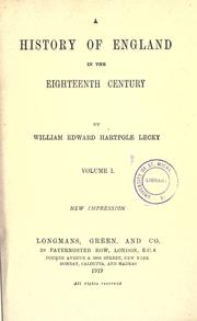 Cover of A history of England in the eighteenth century by William Edward Hartpole Lecky