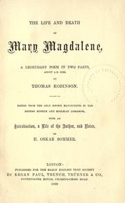 Front cover of The life and death of Mary Magdalene by Thomas Robinson