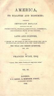 Front cover of America, its realities and resources by Francis Wyse
