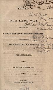 Front cover of Letters on the late war between the United States and Great Britain by William Cobbett