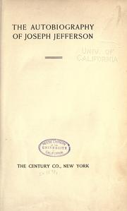 Front cover of The autobiography of Joseph Jefferson by Joseph Jefferson