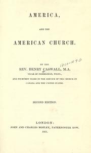 Front cover of America and the American church by Caswall, Henry