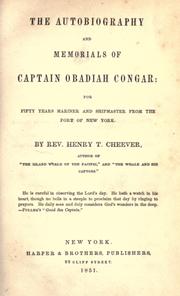 Front cover of The autobiography and memorials of Captain Obadiah Congar by Obadiah Congar