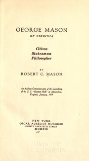 Front cover of George Mason of Virginia by Robert C. Mason