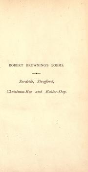 Front cover of Sordello, Strafford, Christmas-eve and Easter-day by Robert Browning