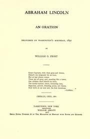Front cover of Abraham Lincoln by William G. Frost
