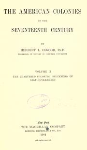 Front cover of The American colonies in the seventeenth century by Herbert L. Osgood