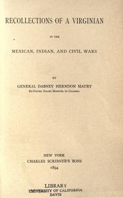Front cover of Recollections of a Virginian in the Mexican, Indian, and civil wars by Dabney Herndon Maury