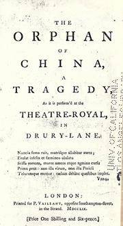 Front cover of The orphan of China by Arthur Murphy
