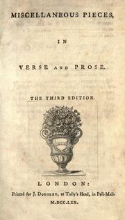 Front cover of Miscellaneous pieces, in verse and prose by Soame Jenyns