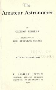 Front cover of The amateur astronomer by Gideon Riegler