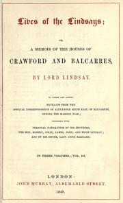 Front cover of Lives of the Lindsays by Alexander William Crawford Lindsay