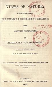 Front cover of Views of nature by Alexander von Humboldt
