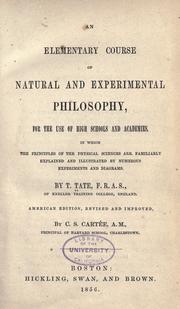 Front cover of An elementary course of natural and experimental philosophy .. by Thomas Tate