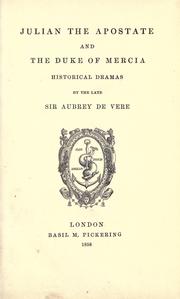 Cover of Julian the Apostate, and The Duke of Mercia by De Vere, Aubrey Sir