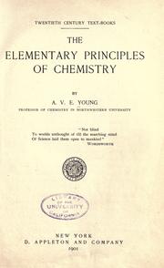 Cover of The elementary principles of chemistry by Abram Van Eps Young