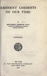 Front cover of Eminent chemists of our time by Benjamin Harrow