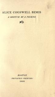 Front cover of Alice Cogswell Bemis by Mary Goodale Slocum