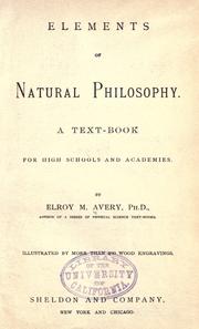 Front cover of Elements of natural philosophy by Elroy McKendree Avery