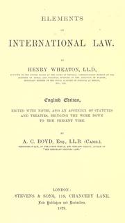 Front cover of Elements of international law by Henry Wheaton