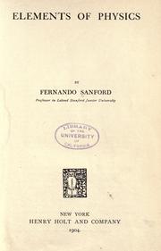 Front cover of Elements of physics by Fernando Sanford