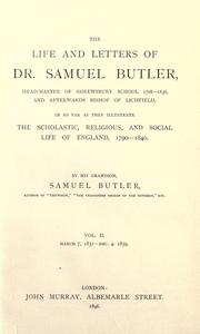 Front cover of The life and letters of Dr. Samuel Butler by Samuel Butler