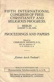Front cover of Proceedings and papers by International Congress of Free Christianity and Religious Progress (5th 1910 Berlin, Germany)