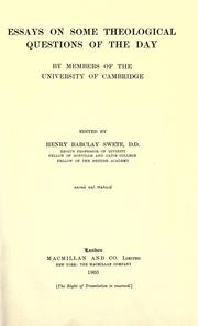 Cover of Essays on some theological questions of the day by Henry Barclay Swete