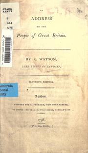 Cover of An address to the people of Great Britain by Richard L. Watson Jr.