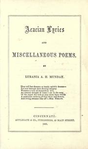 Front cover of Acacian lyrics by Lurania A. H. Munday