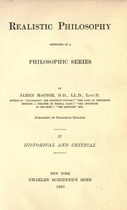 Front cover of Realistic philosophy defended in a philosophic series by McCosh, James