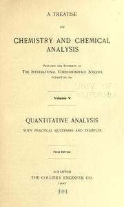 Front cover of A treatise on chemistry and chemical analysis by International Correspondence Schools
