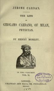 Cover of Jerome Cardan by Henry Morley