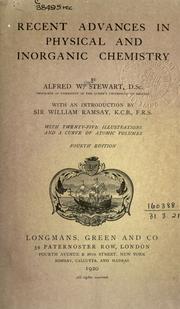 Front cover of Recent advances in physical and inorganic chemistry by Alfred Walter Stewart