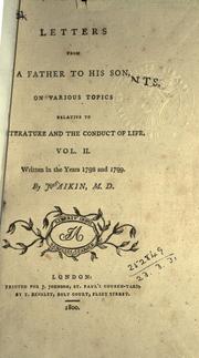 Front cover of Letters from a father to his son, on various topics, relative to literature and the conduct of life by John Aikin
