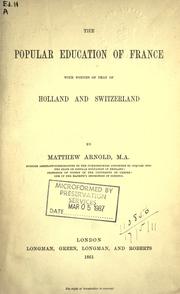 Front cover of The popular education of France by Matthew Arnold