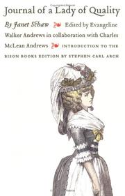 Front cover of Journal of a lady of quality by Schaw, Janet