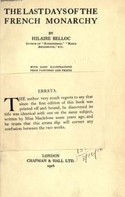 Front cover of The last days of the French monarchy by Hilaire Belloc