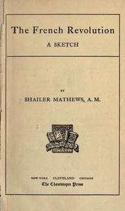Front cover of The French revolution by Mathews, Shailer