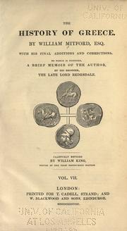 Front cover of The history of Greece by William Mitford