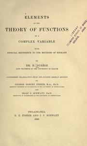 Front cover of Elements of the theory of functions of a complex variable by Heinrich Durège
